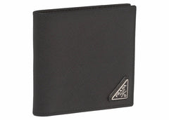 Prada Saffiano Leather Bi-Fold Wallet Black