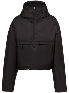 Prada Triangle Logo Hooded Jacket Black