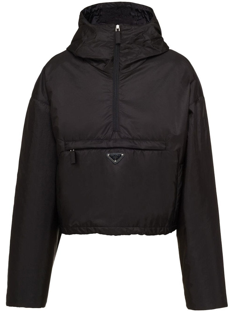 Prada Triangle Logo Hooded Jacket Black