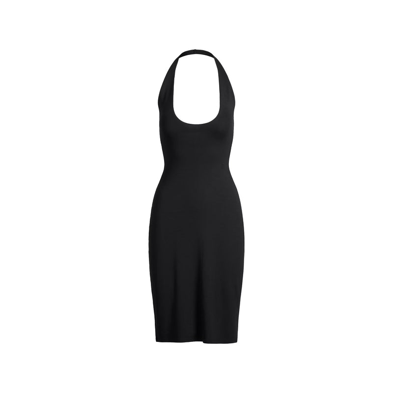 SKIMS PLUNGE HALTER MIDI DRESS