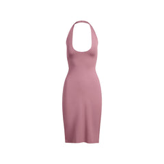 SKIMS PLUNGE HALTER MIDI DRESS