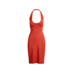 SKIMS PLUNGE HALTER MIDI DRESS
