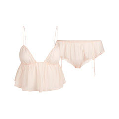 Skims Romance Babydoll Top and Garter Hipster Set