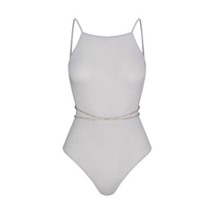 RHINESTONE KNIT OPEN BACK BODYSUIT | ZEN BLUE