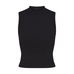 Skims Cotton Jersey Mock Neck Tank Soot