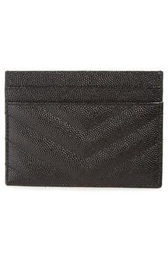 Saint Laurent Cassandre Matelasse Card Case Grain De Poudre Black