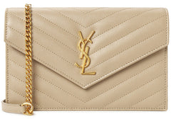 Saint Laurent Cassandra Chain Shoulder Bag Beige