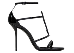 Saint Laurent Cassandra Sandal Heels Black Patent Leather