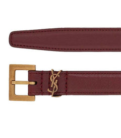 Saint Laurent Cassandre Leather Belt Red Agate