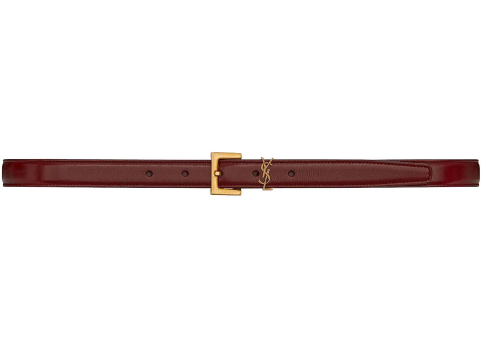 Saint Laurent Cassandre Leather Belt Red Agate