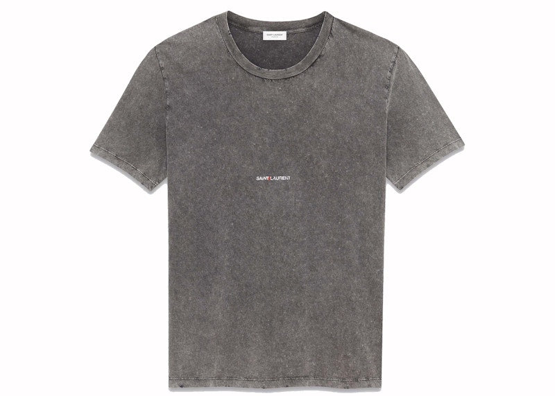 Saint Laurent Logo Rive Gauche T-Shirt Washed Black
