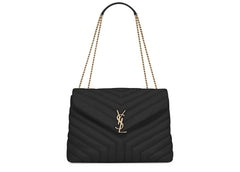 Saint Laurent Loulou Bag Matelasse Y Leather Gold-tone Medium Black