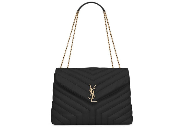 Saint Laurent Loulou Bag Matelasse Y Leather Gold-tone Medium Black