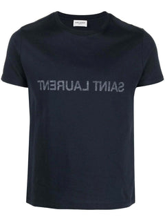 Saint Laurent Round Neck T-Shirt Marine/Naturel