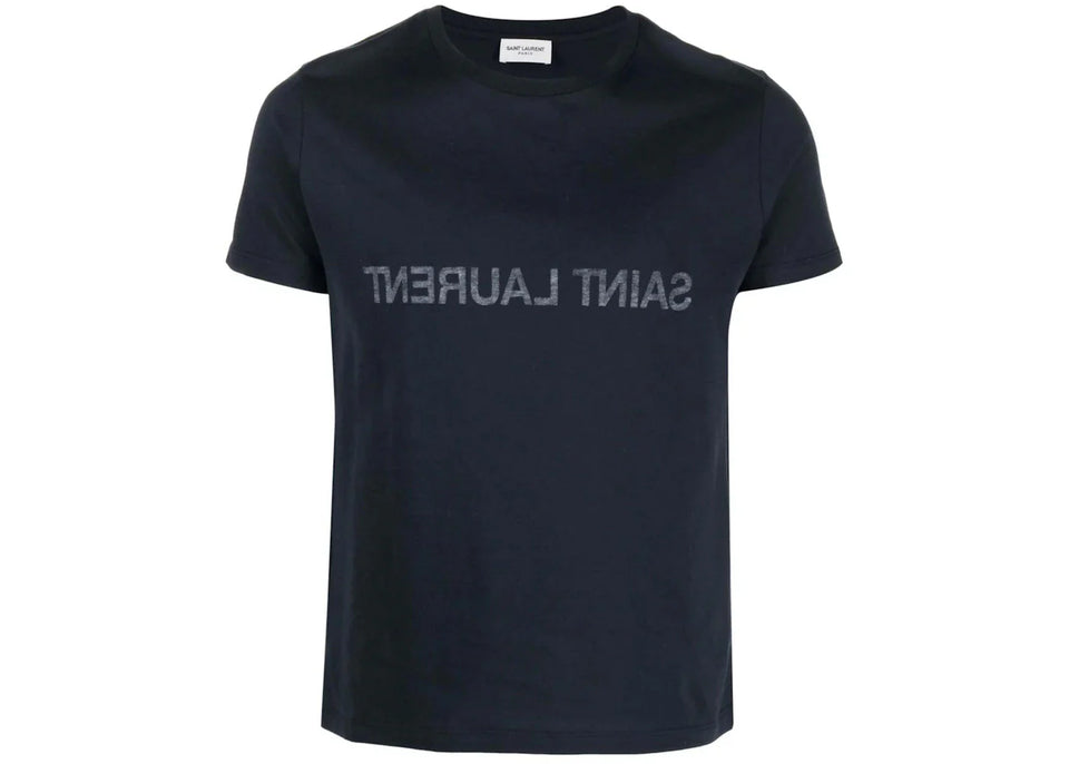 Saint Laurent Round Neck T-Shirt Marine/Naturel