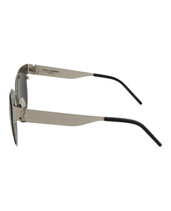 Saint Laurent Round Oval Sunglasses Silver/Silver/Grey (SLM42-30007184-005)