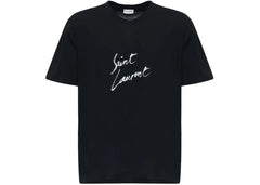 Saint Laurent Signature Logo-Print Cotton T-Shirt Black