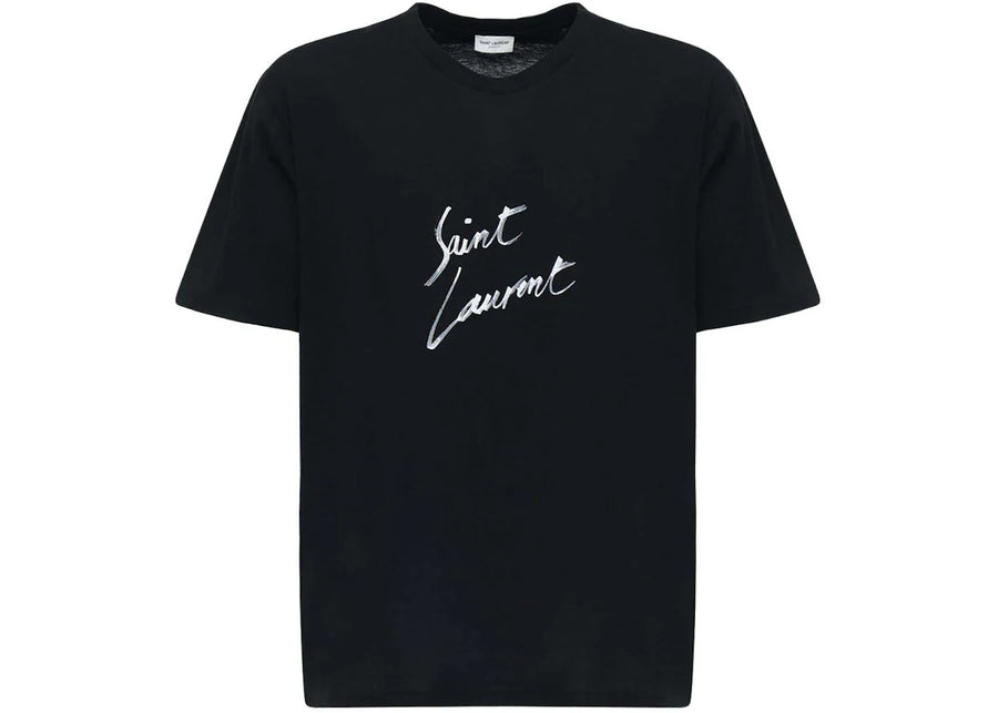 Saint Laurent Signature Logo-Print Cotton T-Shirt Black