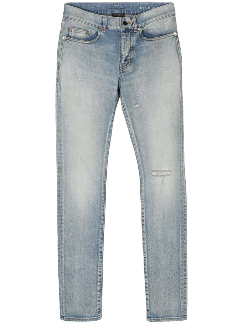 Saint Laurent Skinny 5 Pocket Low Denim Jeans Santa Monica Blue