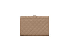 Saint Laurent Small Envelope Wallet In Mix Matlasse Grand de Purse Embossed Leather Dark Beige
