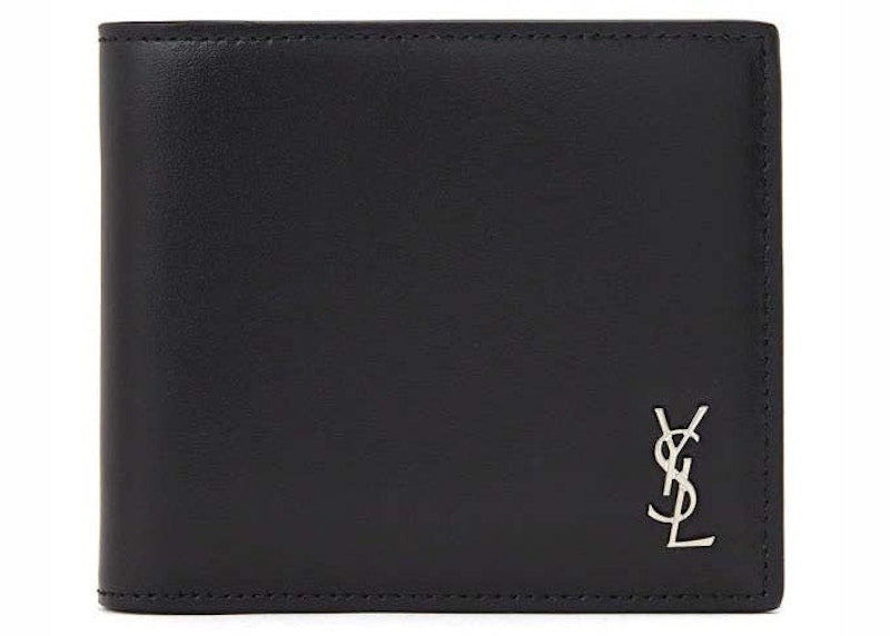 Saint Laurent Tiny Cassandre East/West Matte Leather Wallet Black