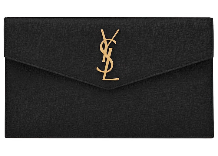 Saint Laurent Uptown Pouch Grain de Poudre Embossed Black