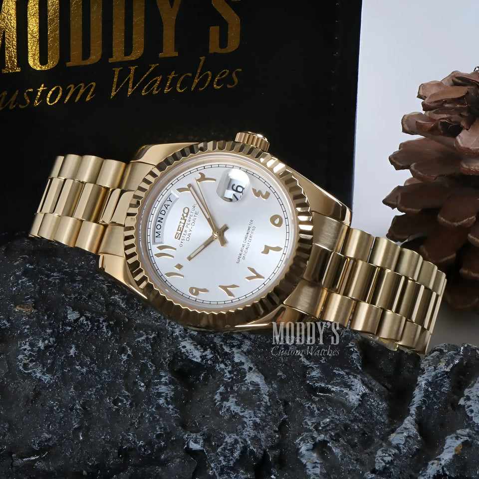 Seikojust Daydate Yellow Gold - White Arabic