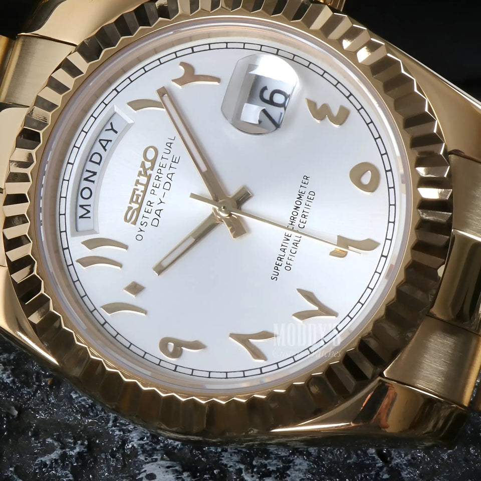 Seikojust Daydate Yellow Gold - White Arabic