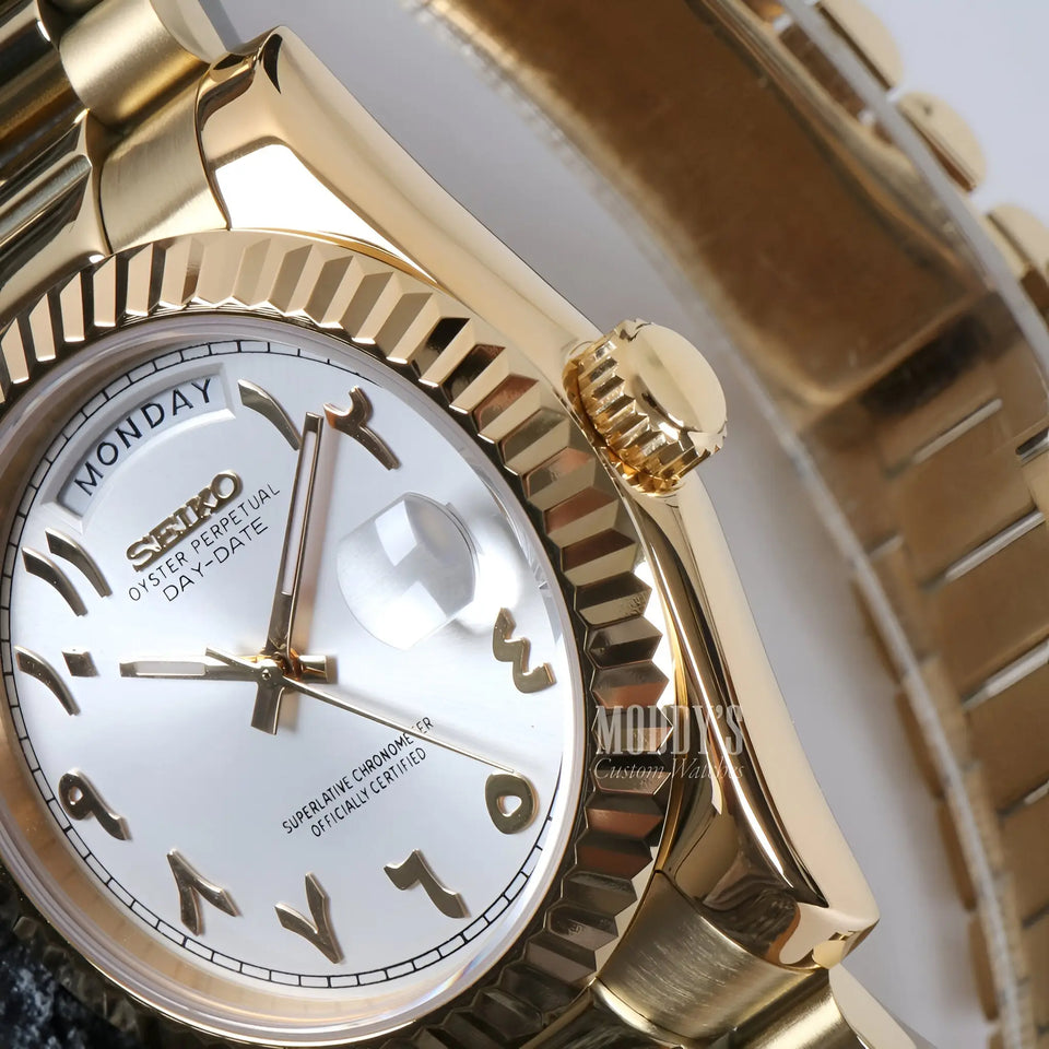 Seikojust Daydate Yellow Gold - White Arabic