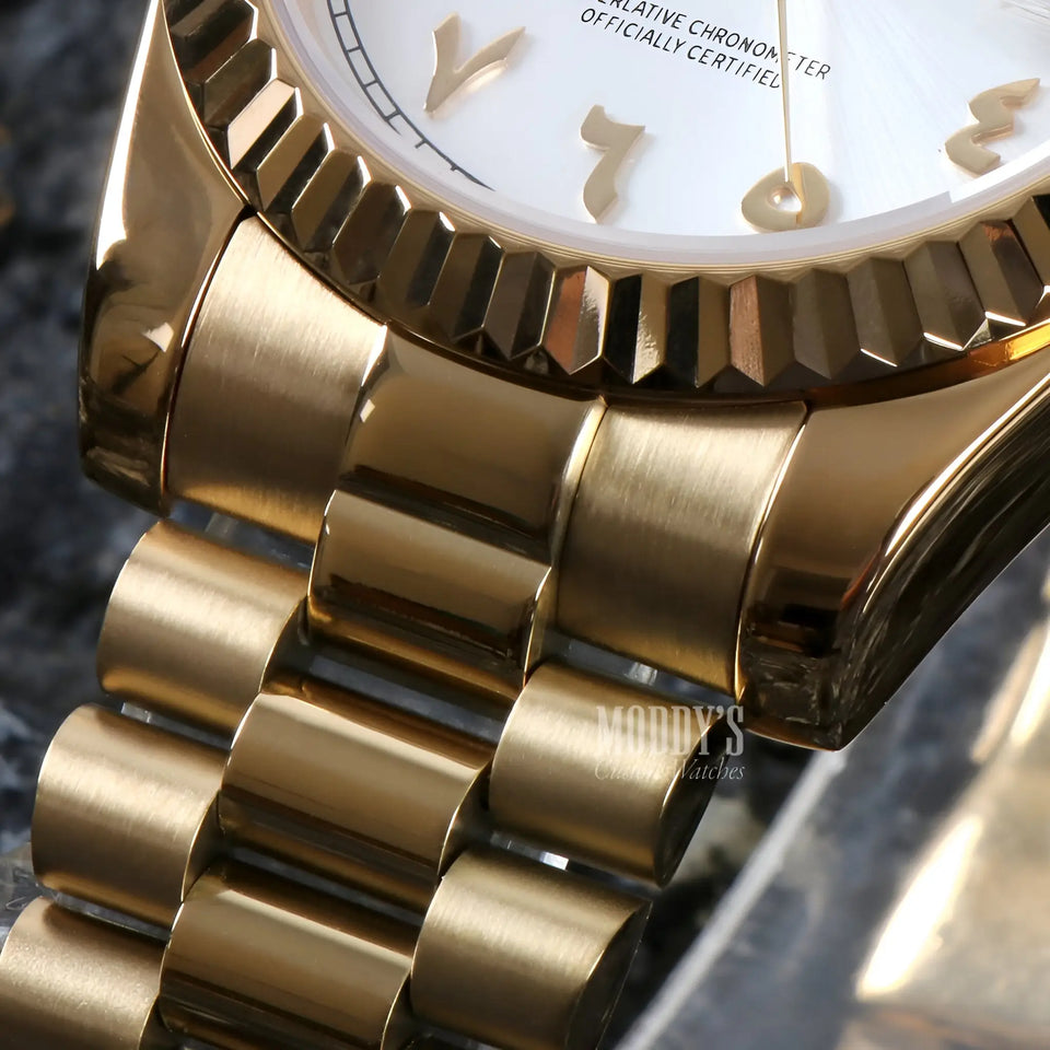 Seikojust Daydate Yellow Gold - White Arabic