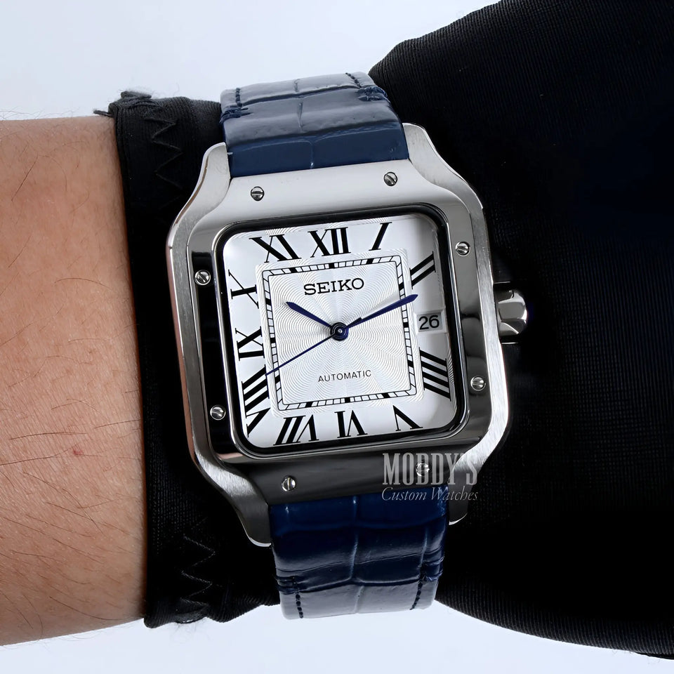 Seiko mod Santeiko White Blue Leather