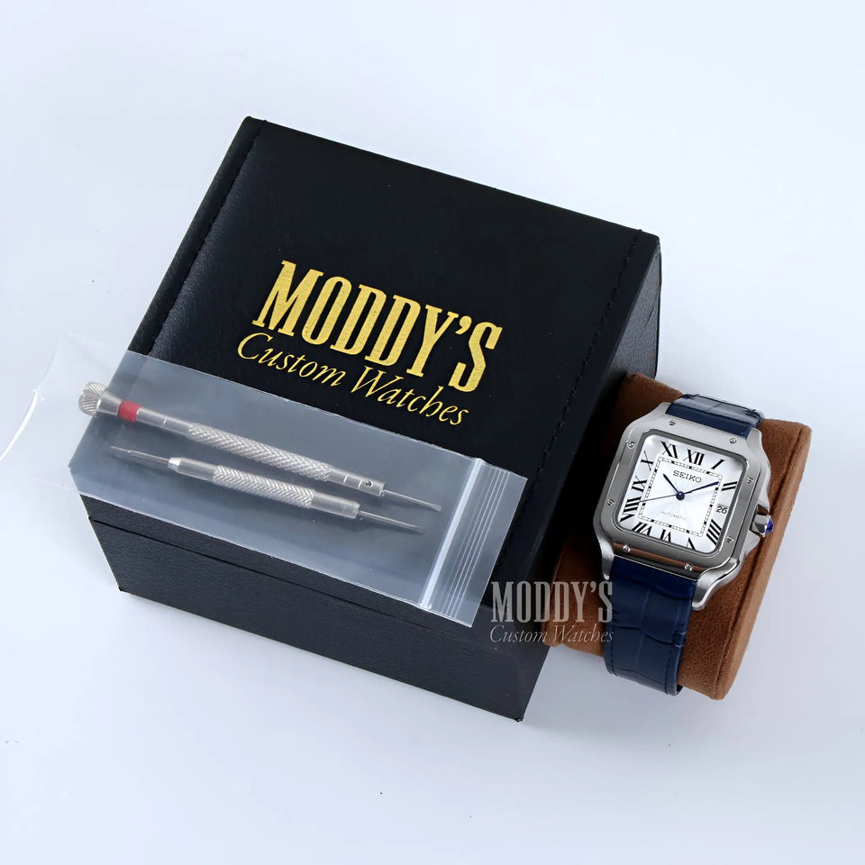 Seiko mod Santeiko White Blue Leather