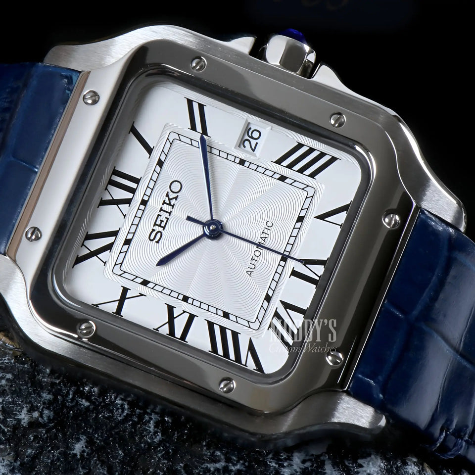 Seiko mod Santeiko White Blue Leather