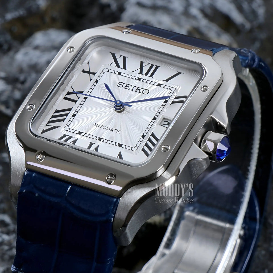 Seiko mod Santeiko White Blue Leather