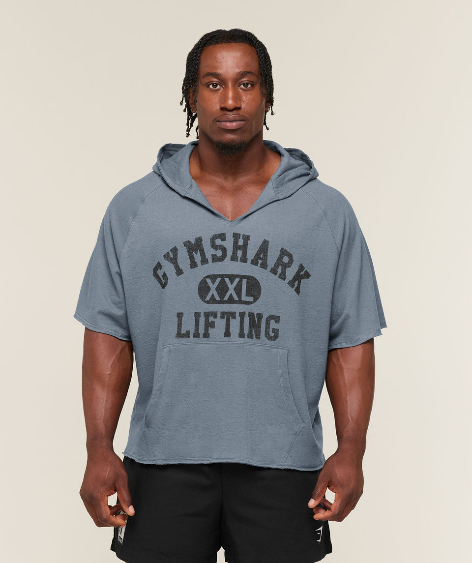 Gymshark Summer Pump Cover Short Sleeve Hoodie Iron Blue