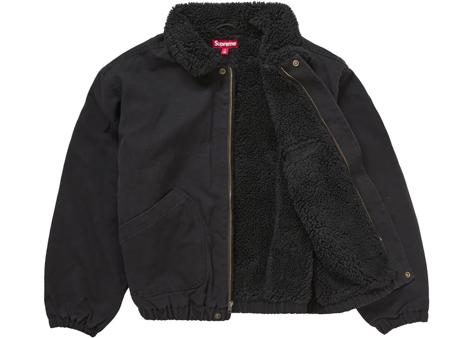 Supreme Faux Shearling Lined Bomber Jacket Black