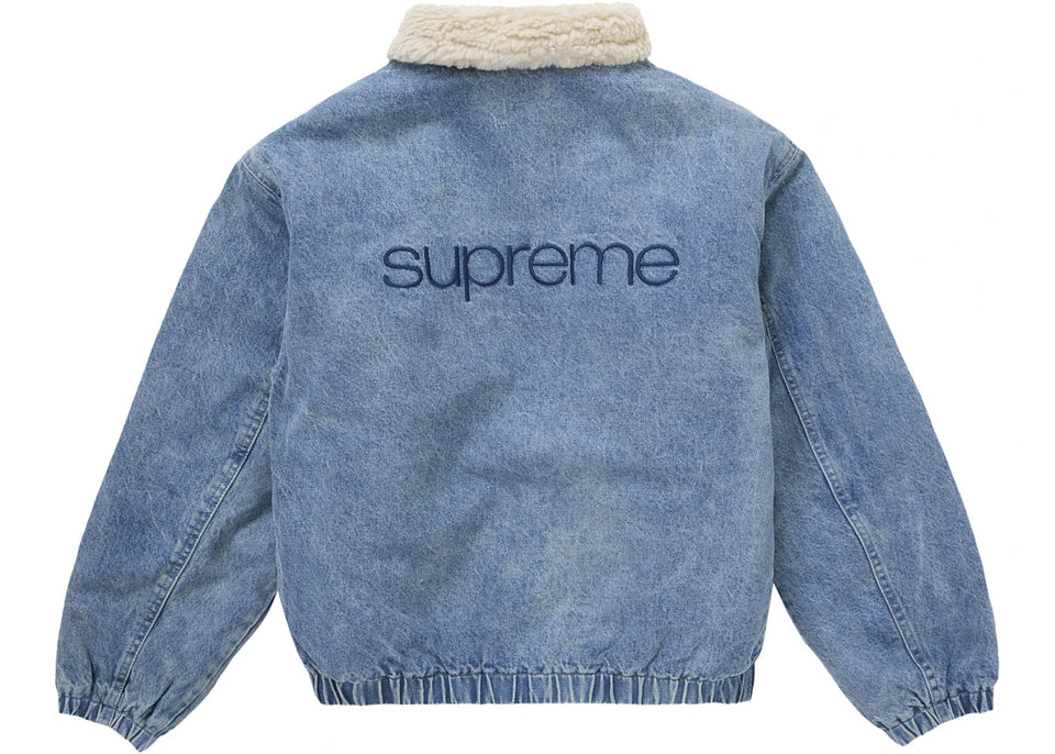 Supreme Faux Shearling Lined Bomber Jacket Denim