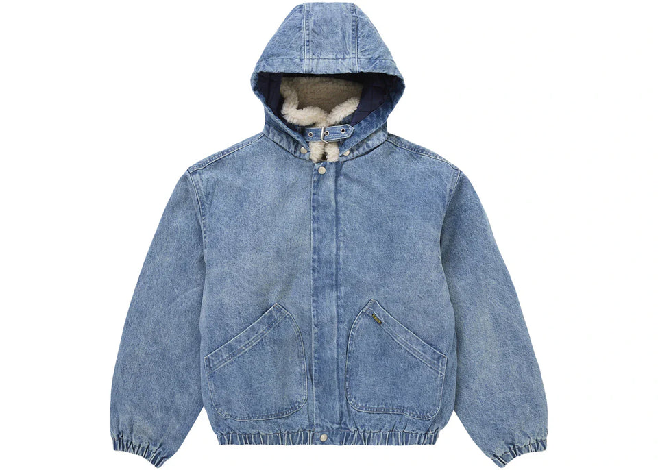 Supreme Faux Shearling Lined Bomber Jacket Denim
