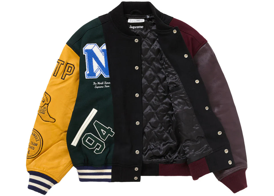 Supreme Mm6 Maison Margiela Split Varsity Jacket Multicolor