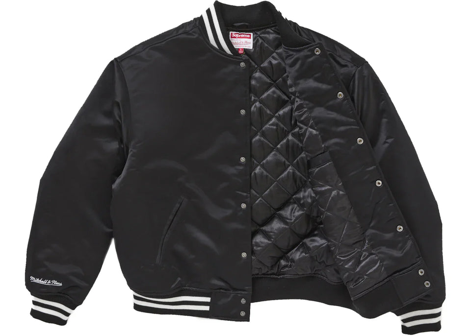 Supreme Mitchell & Ness Satin Varsity Jacket (Fw24) Black