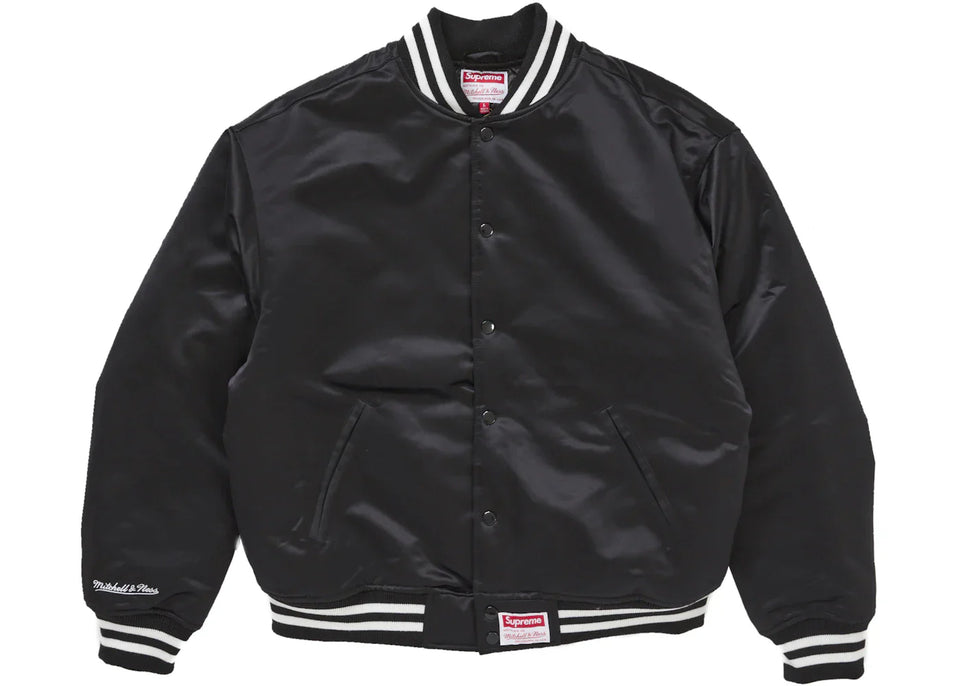 Supreme Mitchell & Ness Satin Varsity Jacket (Fw24) Black