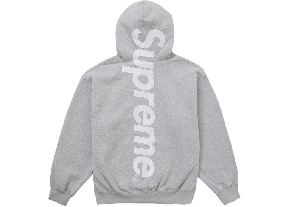 Supreme Satin Applique Hoodie Fw24 Heather Grey