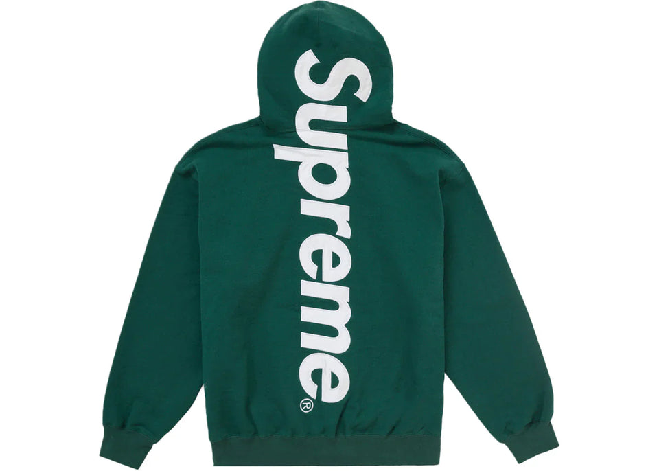 Supreme Satin Applique Hoodie Fw24 Dark Green