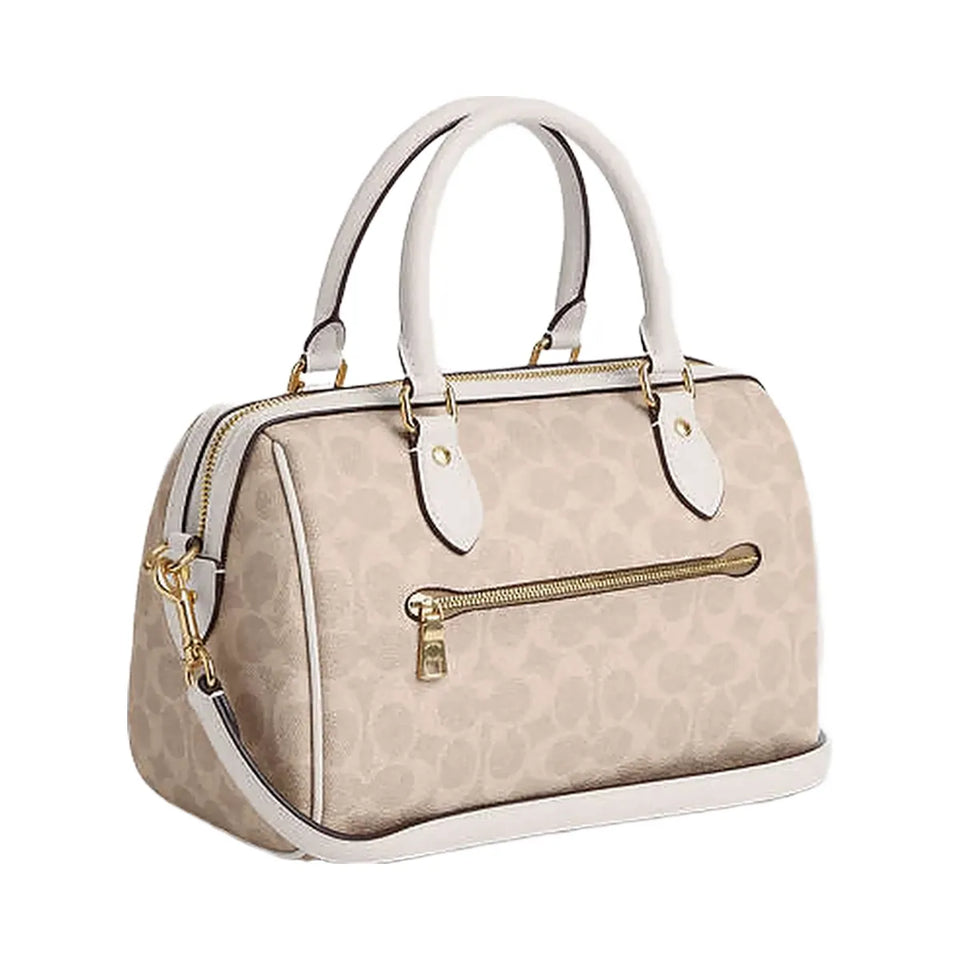 Coach Rowan Satchel Bag In Signature Canvas Signature Canvas-Gold-Sand-Chalk