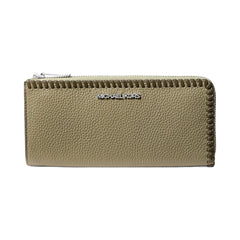 Michael Kors Jet Set Large Pebbled Leather Quarter-Zip Wallet Thyme Multi