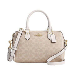 Coach Rowan Satchel Bag In Signature Canvas Signature Canvas-Gold-Sand-Chalk
