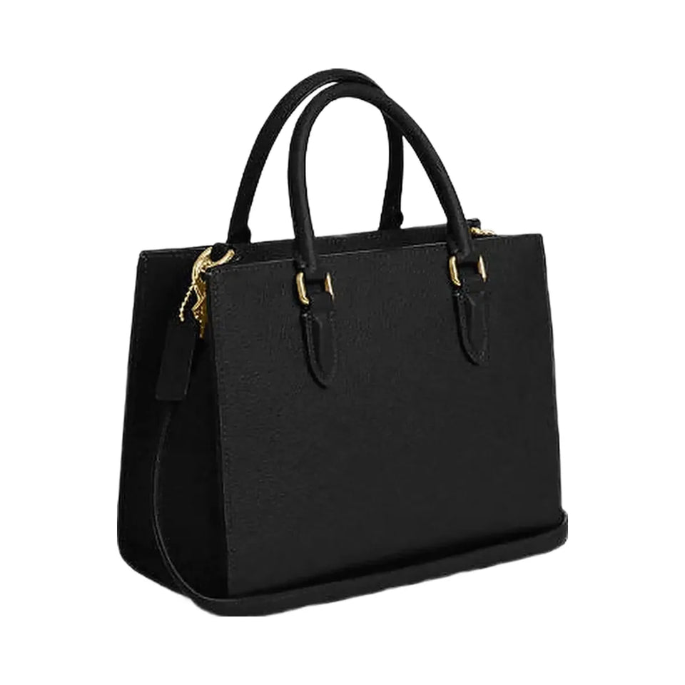 Coach Maggie Small Tote Bag Pebbled Leather-Gold-Black