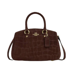 Coach Savannah Small Carryall Bag Embossed Crocodile-Gold-Maple