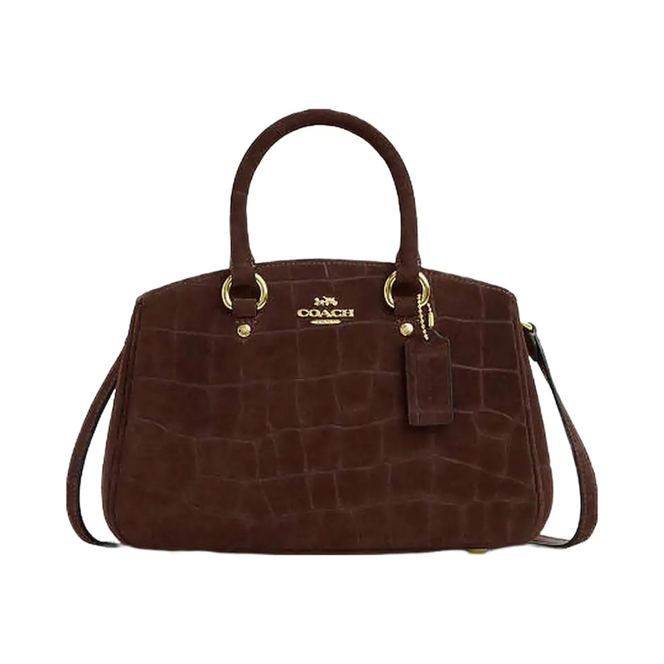 Coach Savannah Small Carryall Bag Embossed Crocodile-Gold-Maple