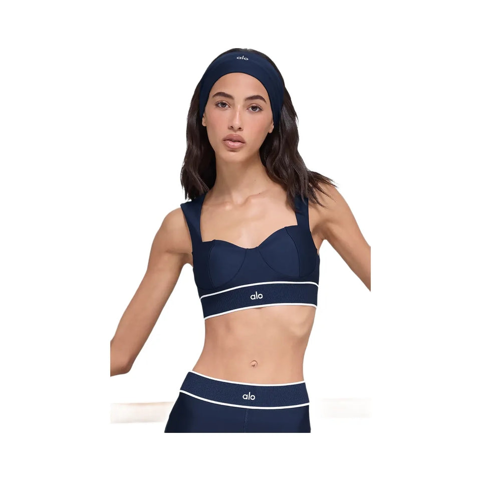 Alo Women's Airlift Alignment Bra - Navy/White